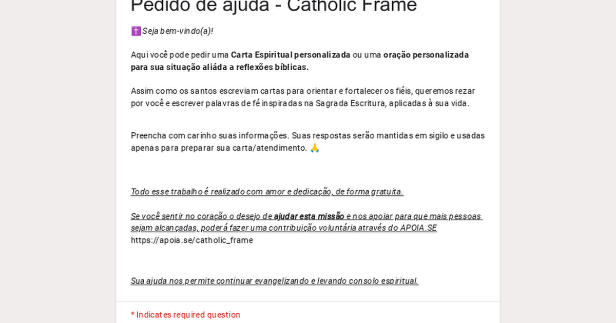 Pedido de ajuda - Catholic Frame thumbnail
