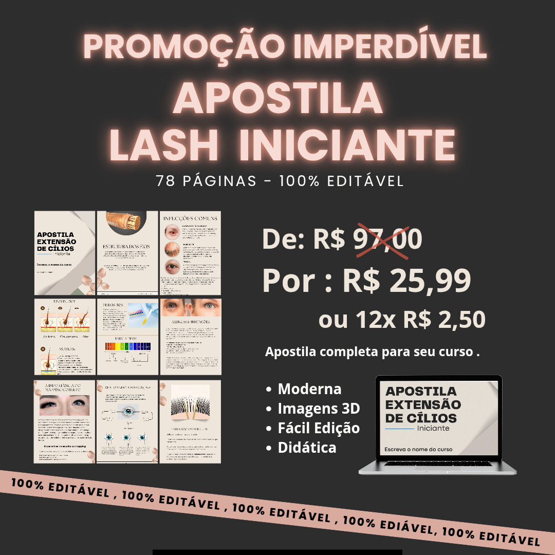 Apostila Curso Extensão de Cílios 100% Editável - 78 págs thumbnail