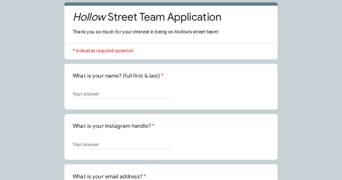 Apply to be on Hollow's Street Team thumbnail