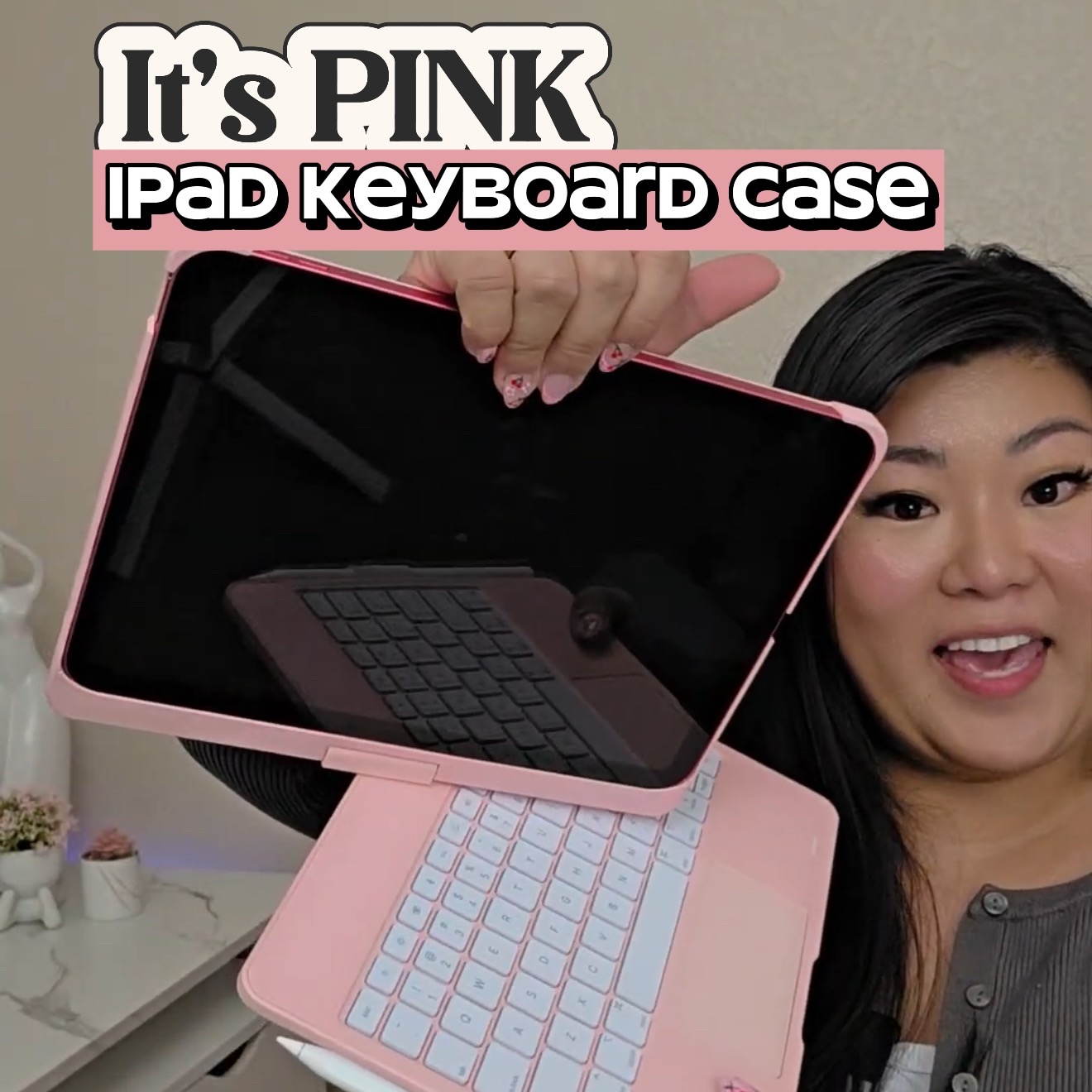 Girly Pink iPad Keyboard Case thumbnail