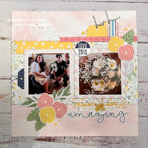 I had so much fun working on this layout for my DIL.  This layout is for her wedding album that I’m creating for her.  T