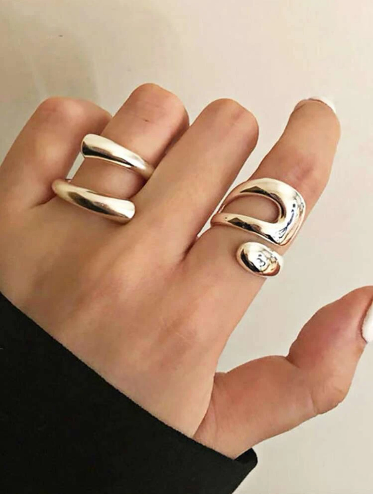 Brass Geometric Rings 2PCS | SHEIN thumbnail