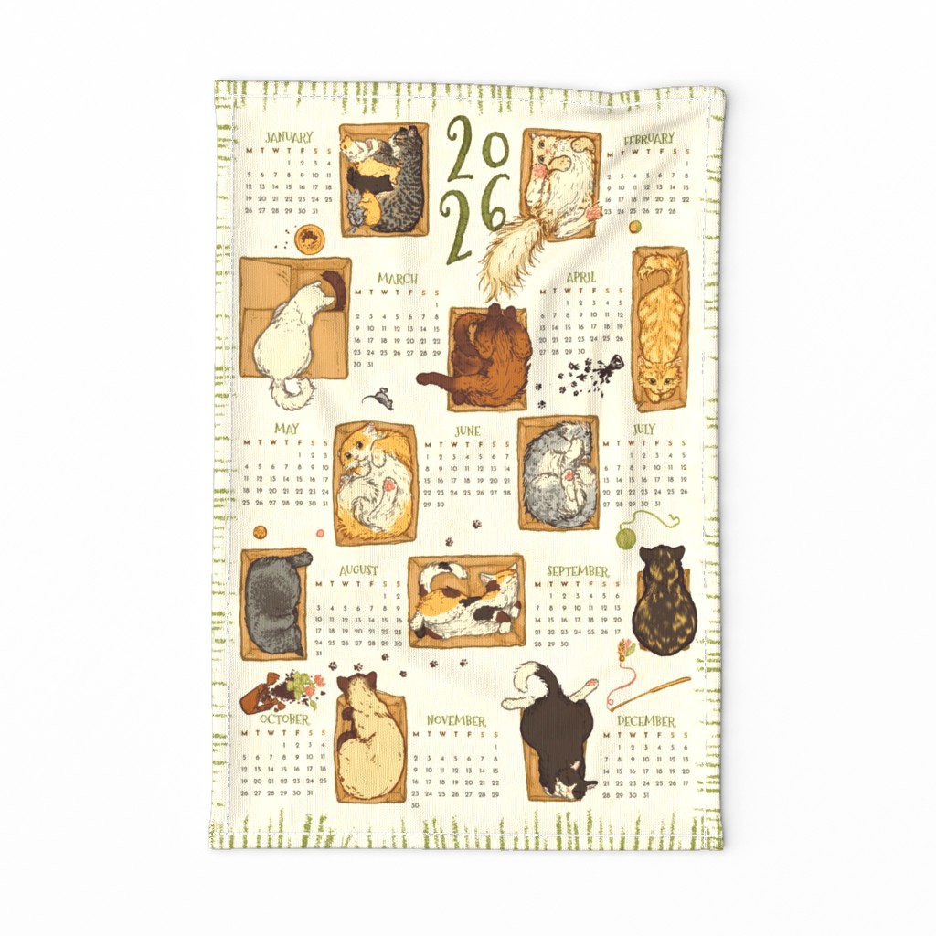 2026 Tea Towel Calendar: boxed cats! thumbnail