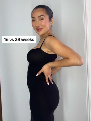 16 weeks vs 28 weeks 🤰💫 The way your body transforms during pregnancy is WILD. I honestly thought I’d hate being pregnan