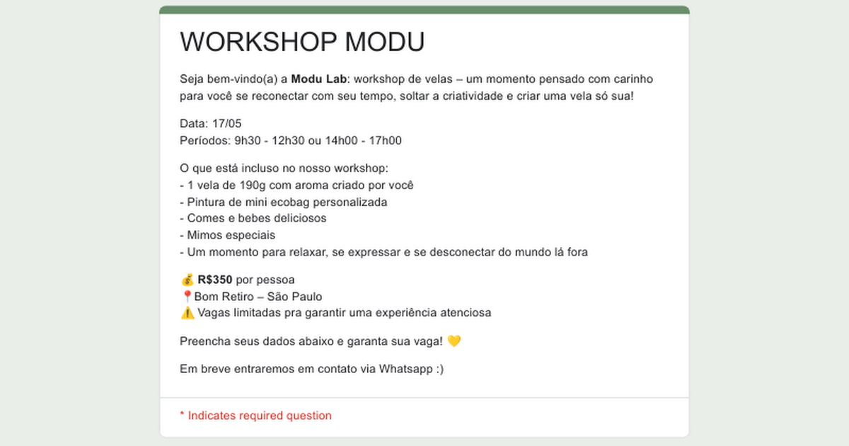 Inscreva-se no Workshop de Vela 🕯️ thumbnail