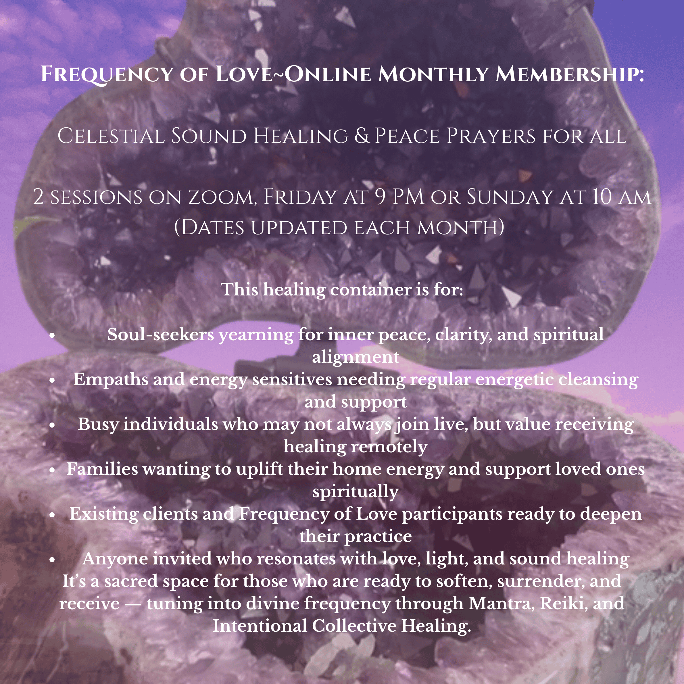 Frequency of Love~*NEW* Global Healing & Celestial Sound Healing Membership | Remote- Zoom | 2 Zoom sessions each month | Cancel anytime | £11 per month per person or £33 for upto 4 members  thumbnail