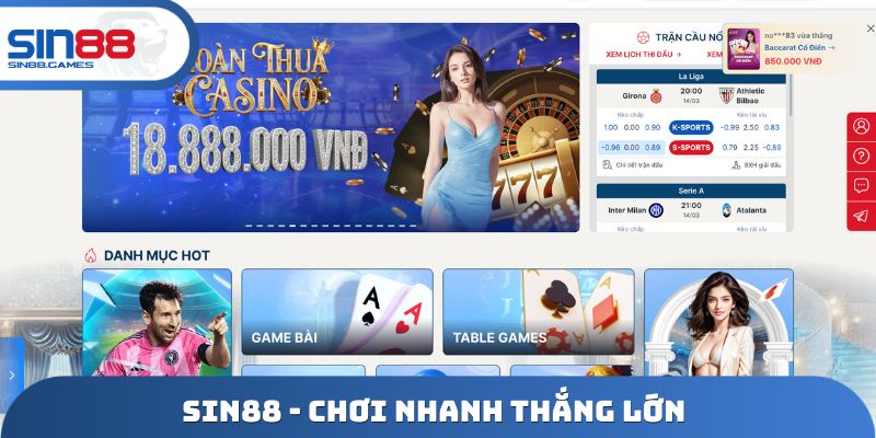 SIN88 - SIN88.COM Đỉnh Cao Giải Trí, Cá Cược Thể Thao, Bắn Cá HOT Nhất thumbnail