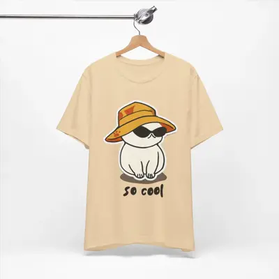 Buy Summer Vibes, Cat Style Unisex Supima T-Shirts Beign online at best price | WisdomMove thumbnail