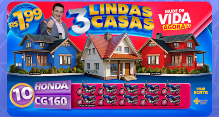 Só com o Viva Sorte você pode concorrer a 3 CASAS + 10 MOTOS por apenas R$ 1,99! thumbnail