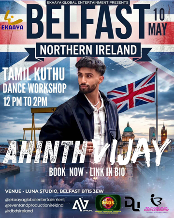 EKAAYA PRESENTS AHINTH VIJAY DANCE WORKSHOP FIRST TIME IRELAND - BELFAST thumbnail
