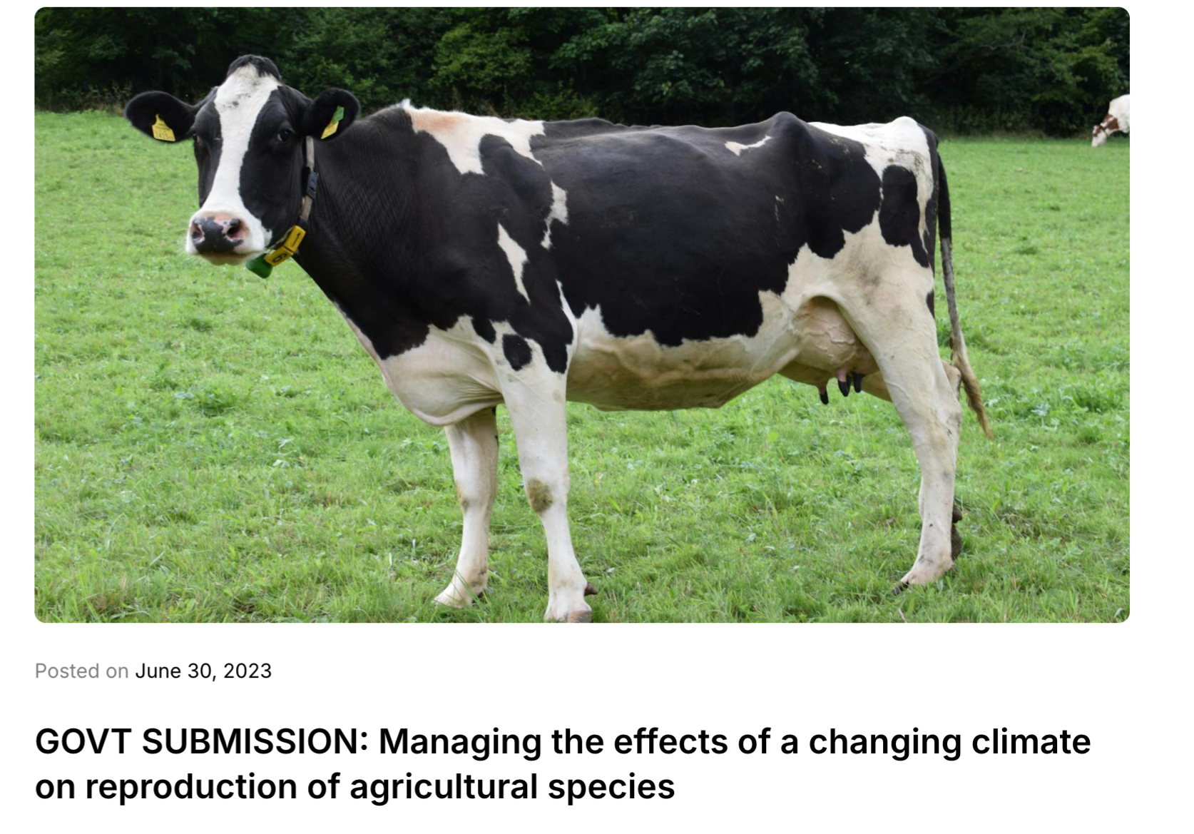 Managing the effects of a changing climate on reproduction of agricultural species. thumbnail