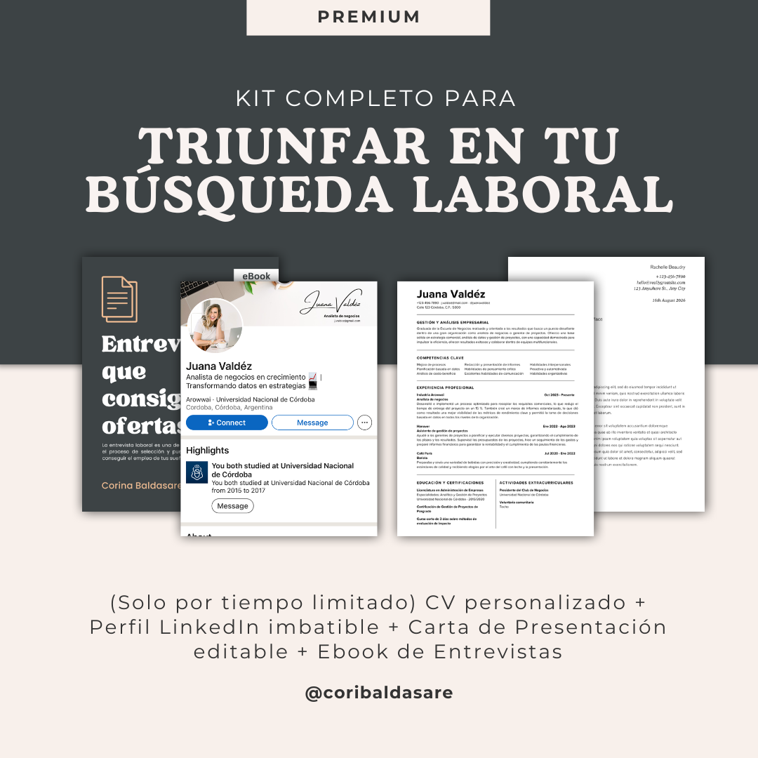 Armado de CV personalizado+Linkedin+eBook Entrevistas+Editable Carta Presentación thumbnail