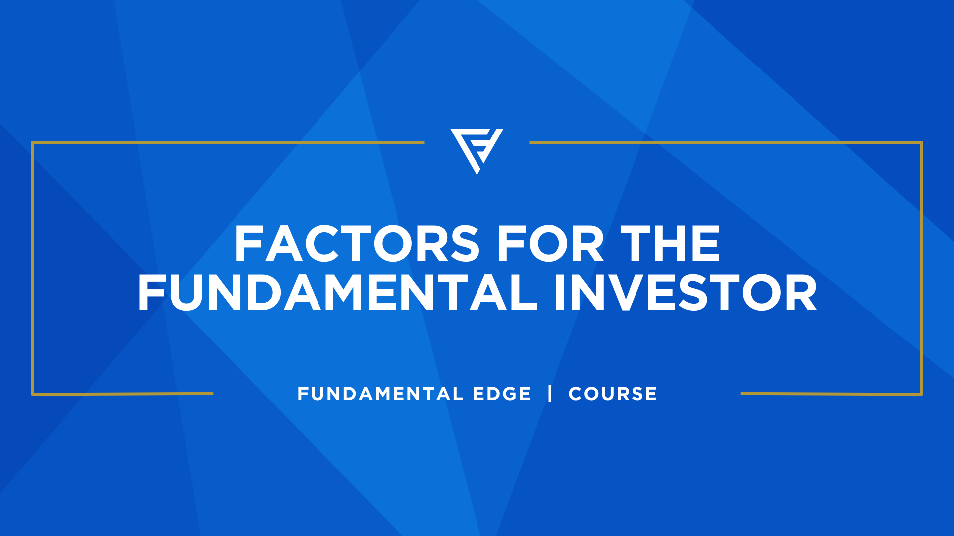 Factor Investing (FACTORS100-TOAD for $100 off!) thumbnail