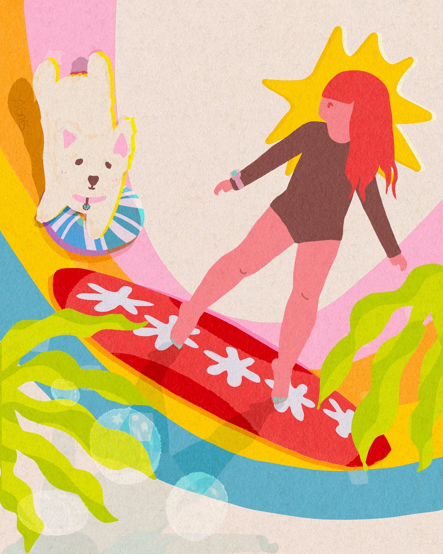 🌊 Surf‘s Up! 🏄‍♀️🫧 Check out my latest illustration! I had so much fun creating this vibrant, playful scene.🌈

Swipe lef