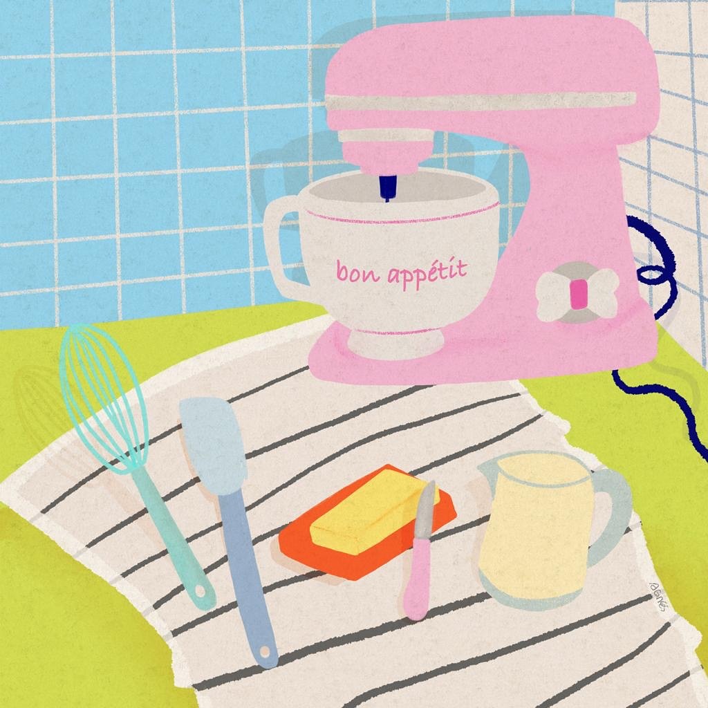 Drawing and baking at home – both healing remedies for the soul. Bon week-end à toi 🧡 
.
.
🏷️ 
#colorfuldrawing #illustr