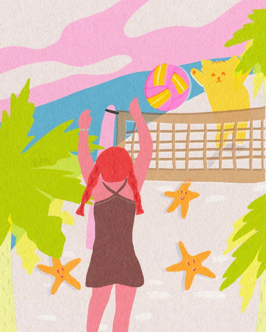 🏐️ the puppy can't hide her joy 🌴 Bon lundi let's start the week with positivity! 
----

🏷️
#agneshuiart
#summervacay 
#