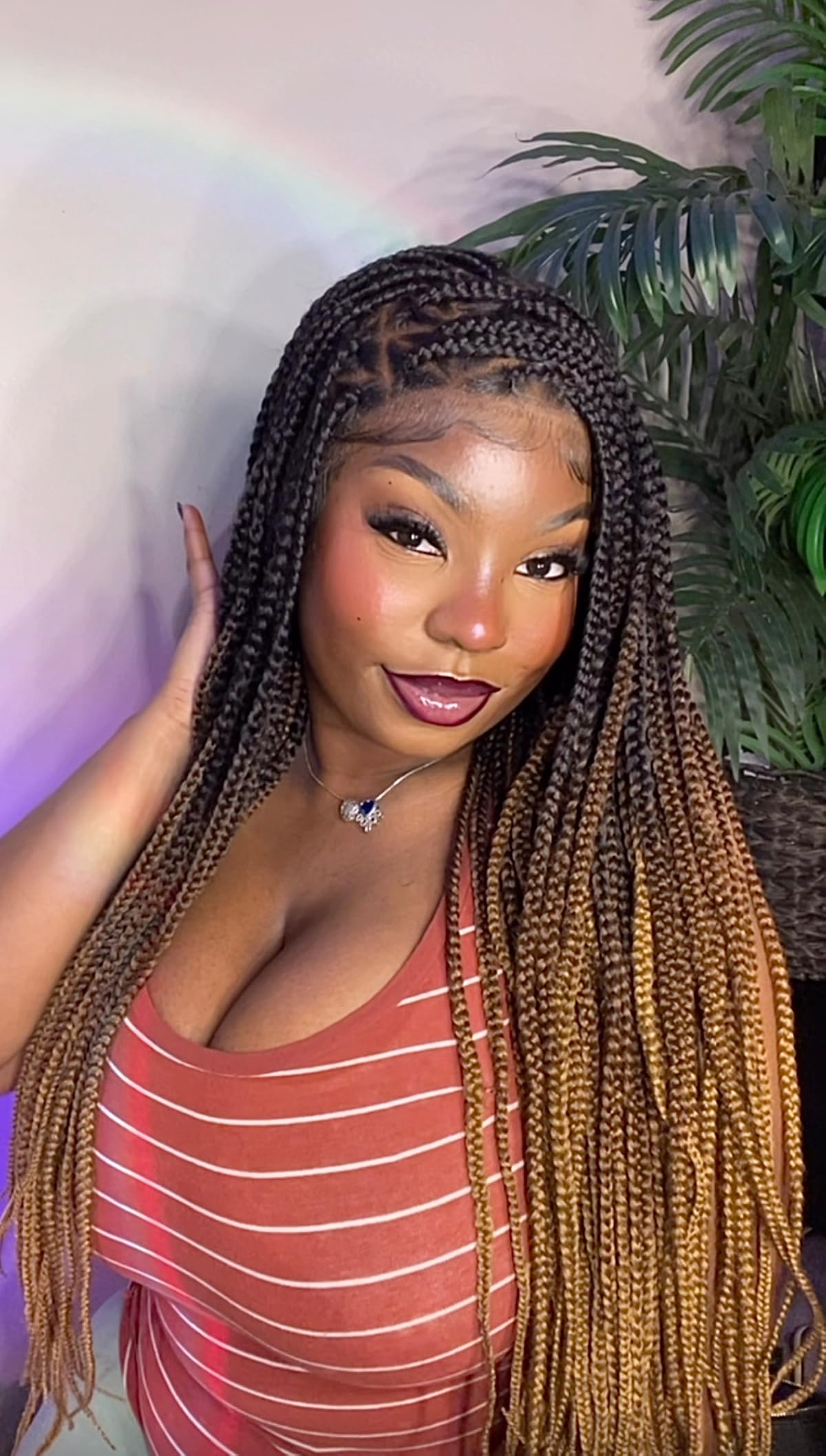 Ombré triangle parts braided wig thumbnail