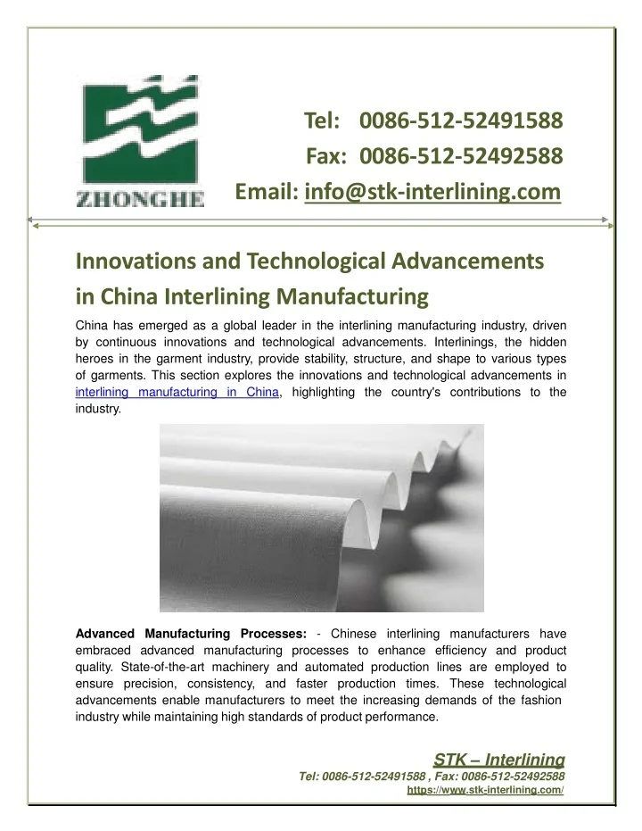 Innovations and Technological Advancements in China Interlining Manufacturing thumbnail