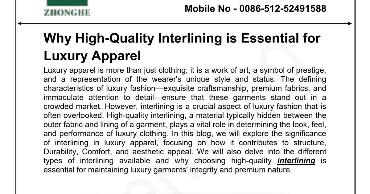 Why High-Quality Interlining is Essential for Luxury Apparel thumbnail