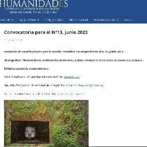 Humanidades ambientales en América Latina: encuentro entre artes, literaturas y ciencias - Co-editor of special volume thumbnail