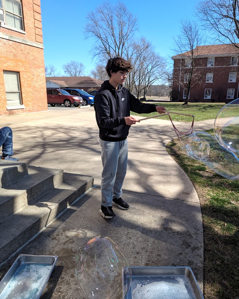 Science Day, part 4, students made slime, created bubbles, made their own bouncy balls, and did some exercise science.