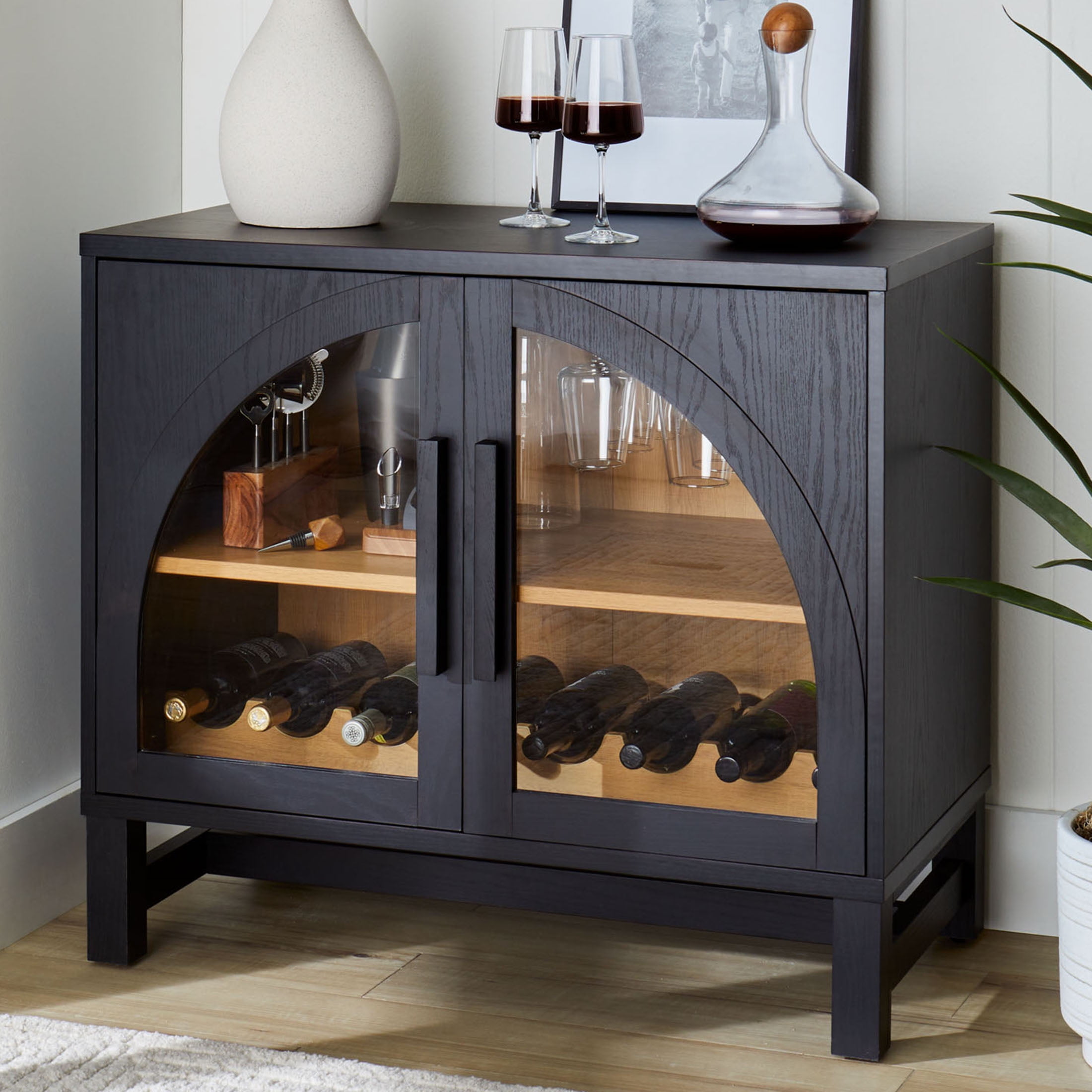 Arch Door Kitchen Console, Black Finish thumbnail