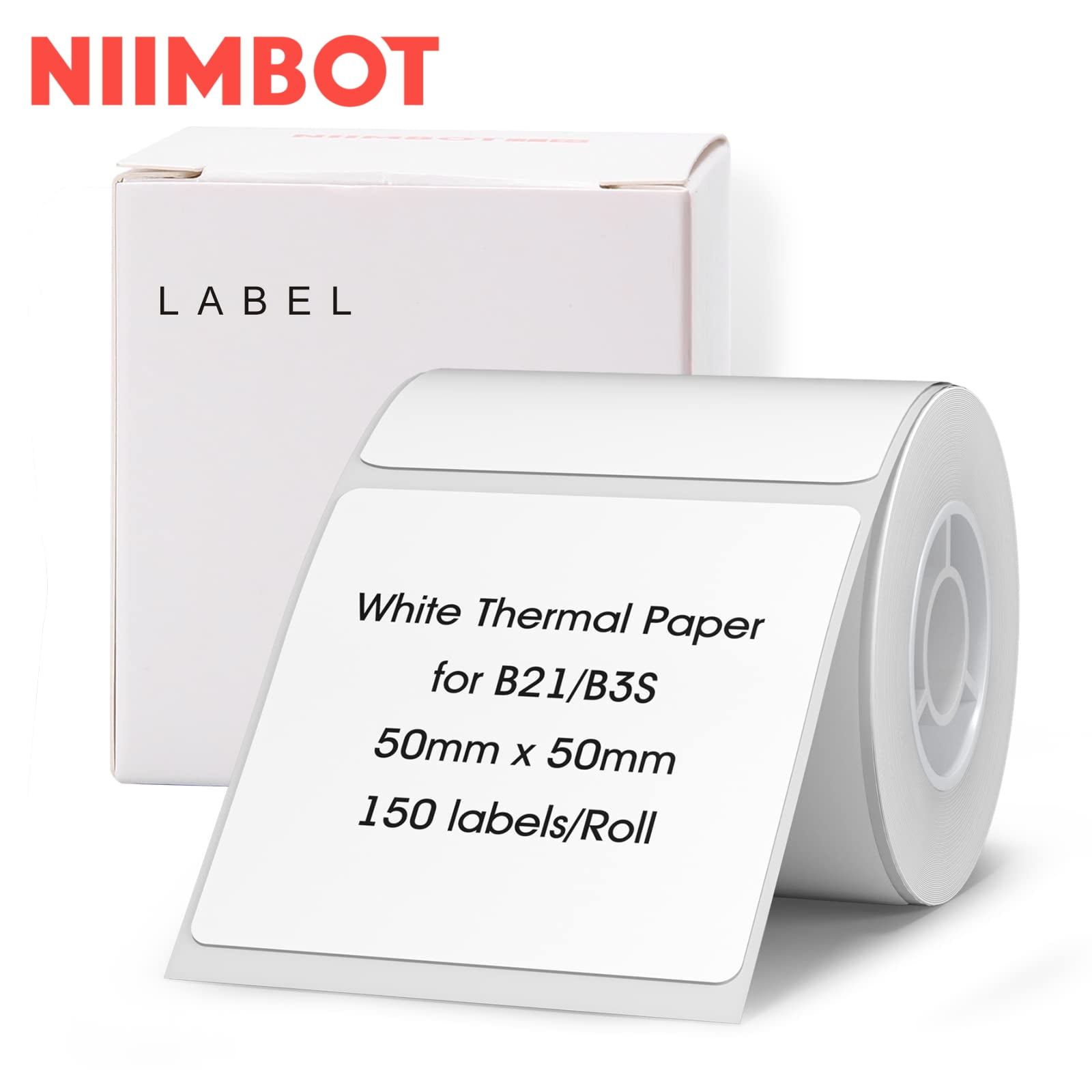 NIIMBOT Labels for B1/B21/B3S Label Printer, Thermal Labels 2"x 2"(50x50mm), 1 Roll of 150 Sticker Labels (White) - Walmart.com thumbnail