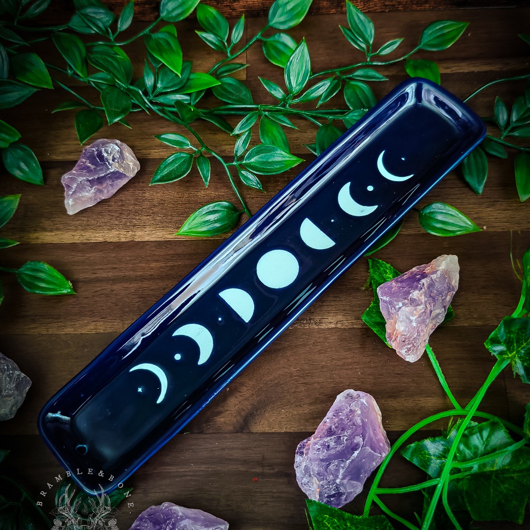 Blue Moon Phase Ceramic Incense Ash Catcher thumbnail