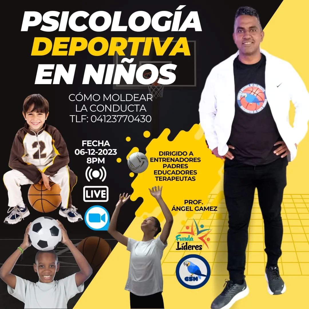 *Taller Psicología Deportiva en Niños (Cómo moldear la conducta)*

✅Dirigido a Entrenadores, Padres, Educadores, Terapeu