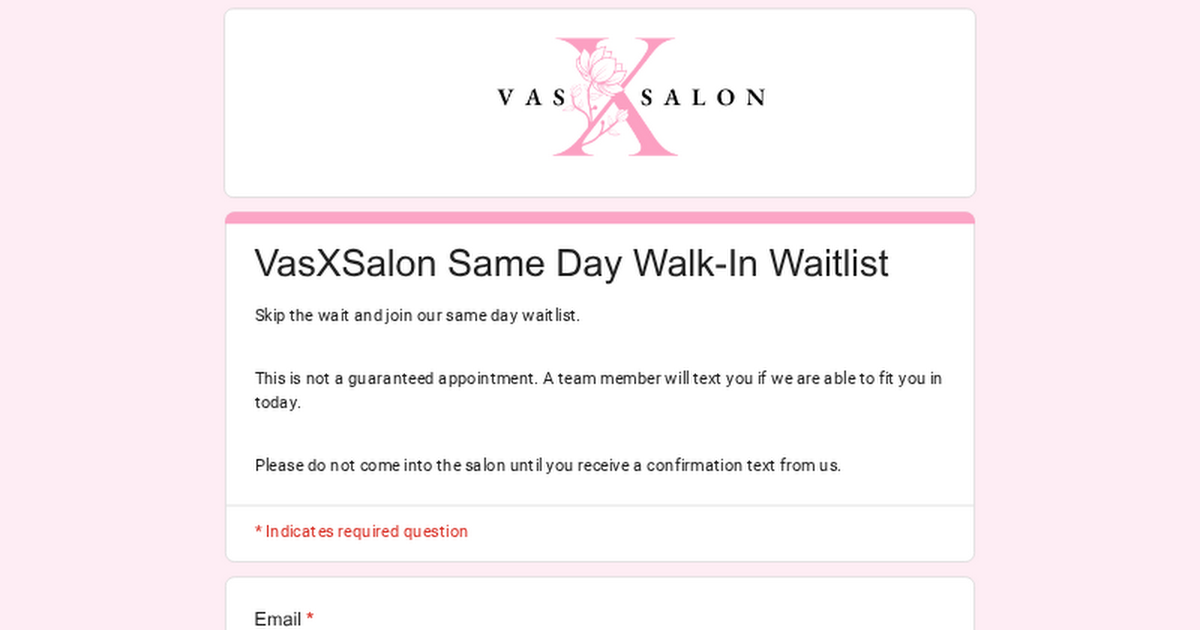 VasXSalon Same Day Walk-In Waitlist  thumbnail