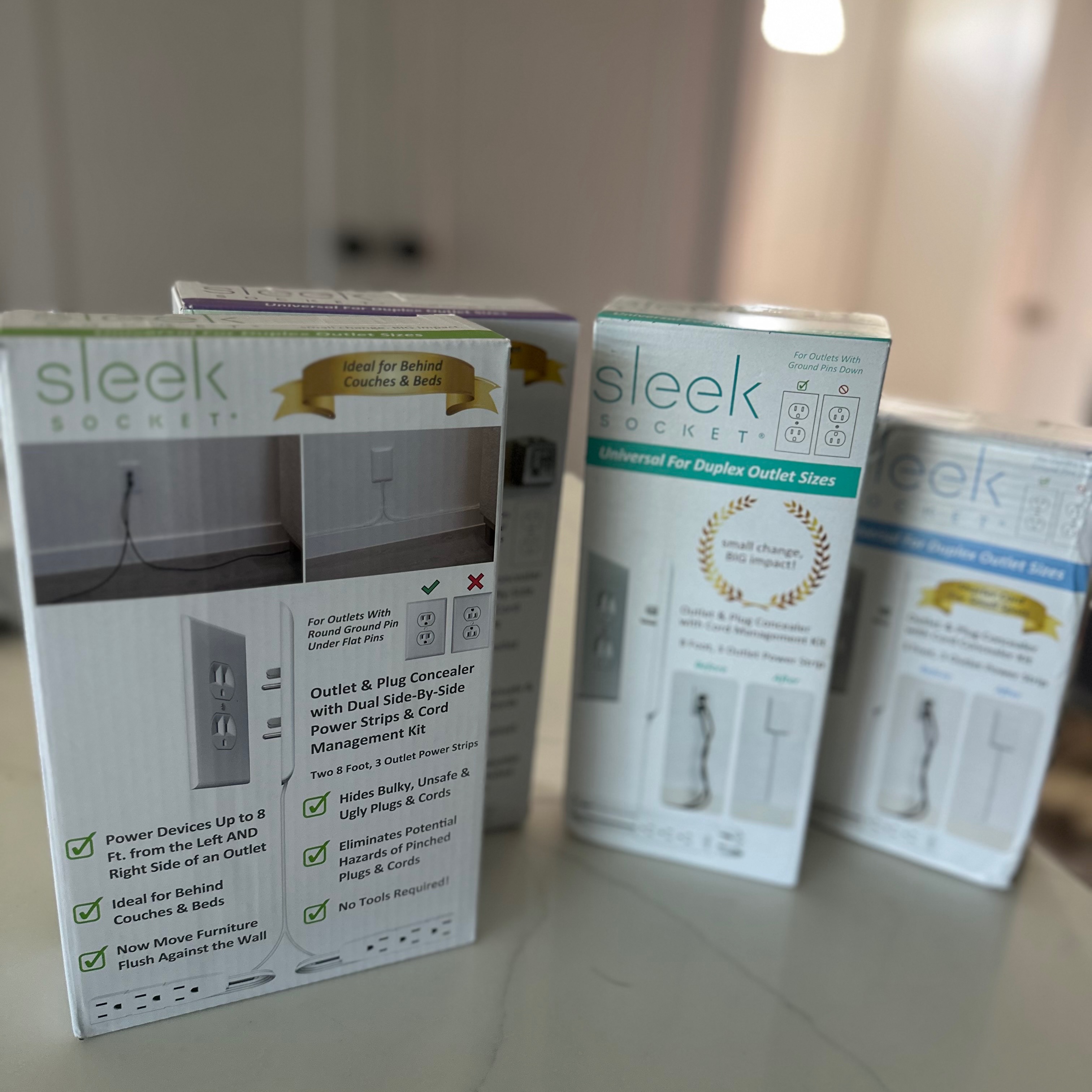 Sleek Socket Original & Patented Ultra-Thin Outlet Concealer with Cord Concealer Kit thumbnail