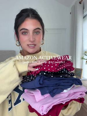 the POLKA DOTS!!! all pieces are 🔗 under “ACTIVEWEAR” 🤍 #amazonactivewear #activewearhaul #polkadotset #amazonworkoutset