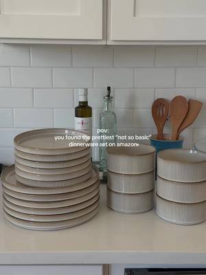 i wanted a neutral but not plain white, these are perfect! 🔗 under “KITCHEN” in my sf 🤍 #dinnerware #amazonkitchen #amaz