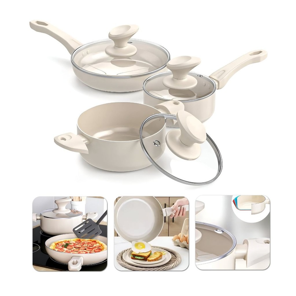 015 Conjunto Panela cerâmica 6 Peças, revestimento Antiaderente e alças confortáveis  thumbnail