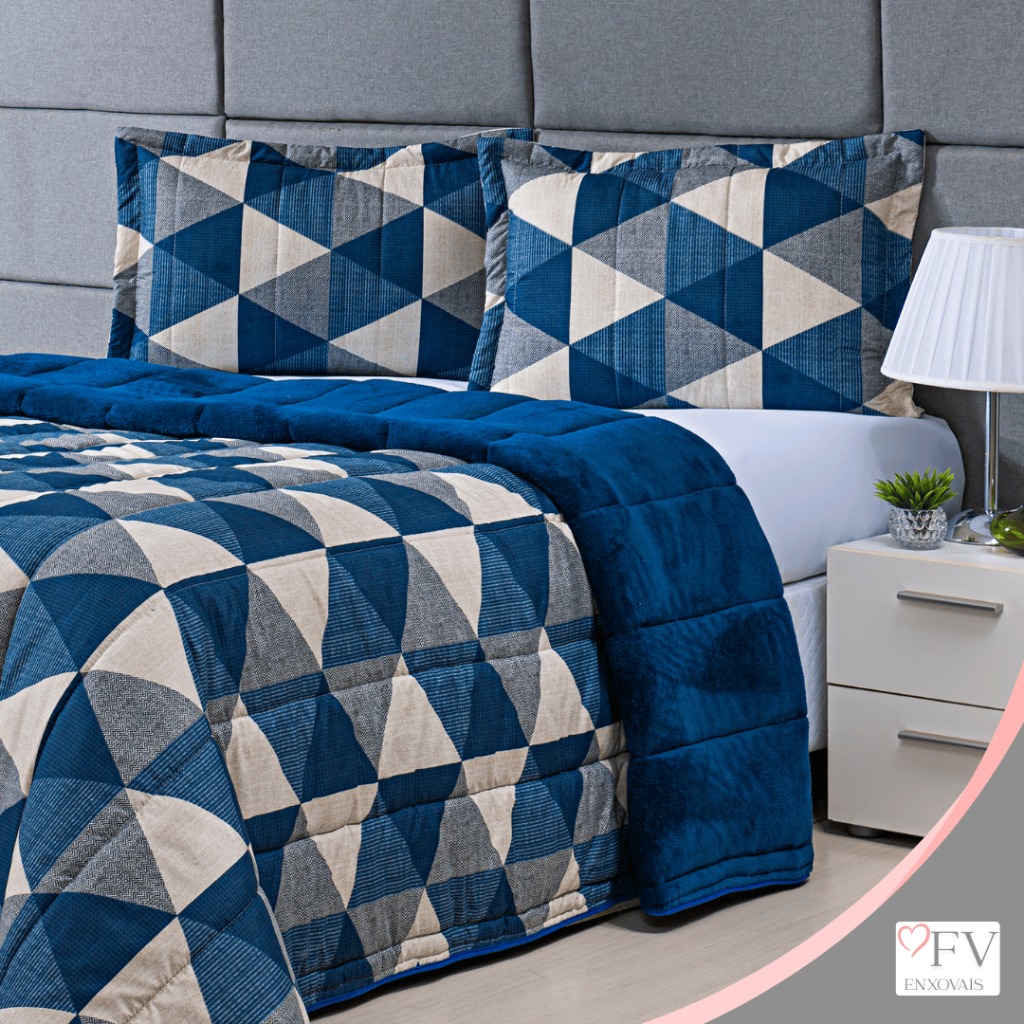 106 Kit Coberdrom Edredom Casal Queen 400 Fios Dupla Face Jogo de Cama Estampado 3 Peças com Fronhas thumbnail