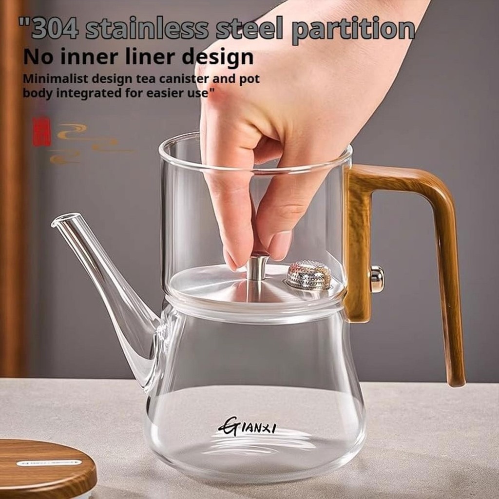 076 Bule De Chá Magnético Separação Removível Infusor De Vidro Resistente A Altas Temperaturas Controle Imprensa bunverbr thumbnail