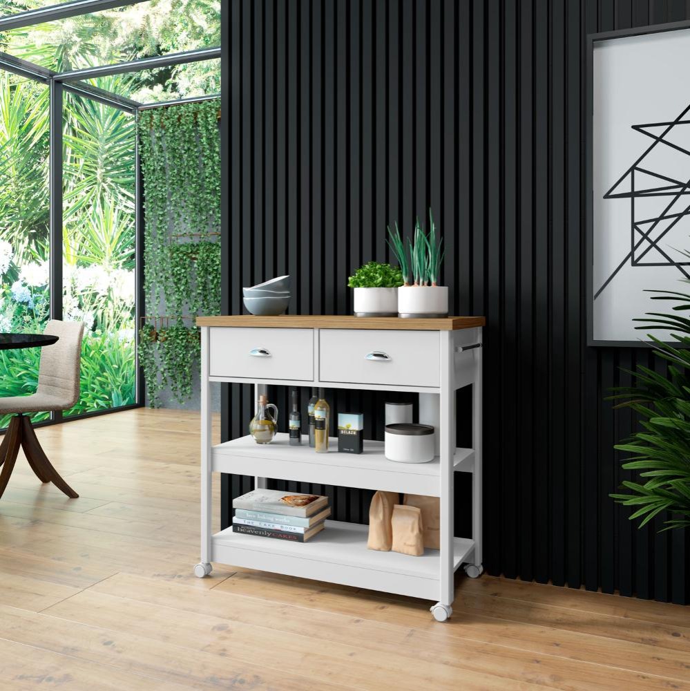 051 Aparador chá carrinho Chá Ditalia 2 Gavetas branco. thumbnail