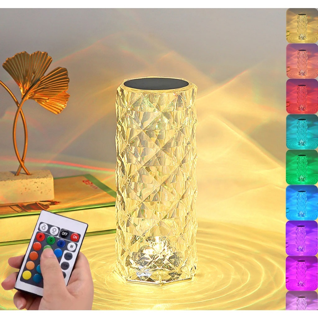 062 Luminaria Cristal  de Mesa Abajur Led Touch Toque Type C 16 Cores Colorida thumbnail