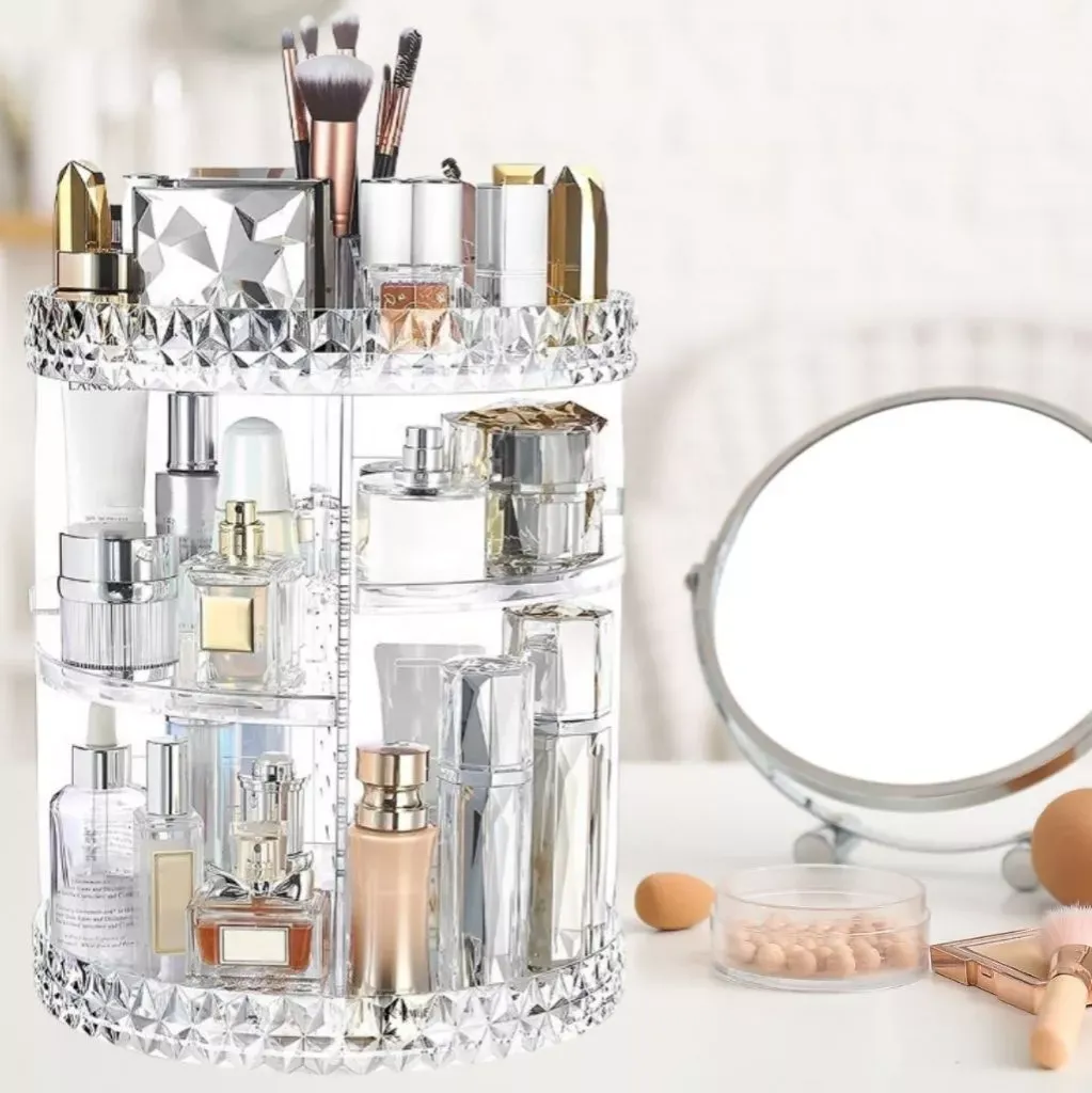 028 Organizador De Cosmético Maquiagem Acrílico Giratório 360º thumbnail