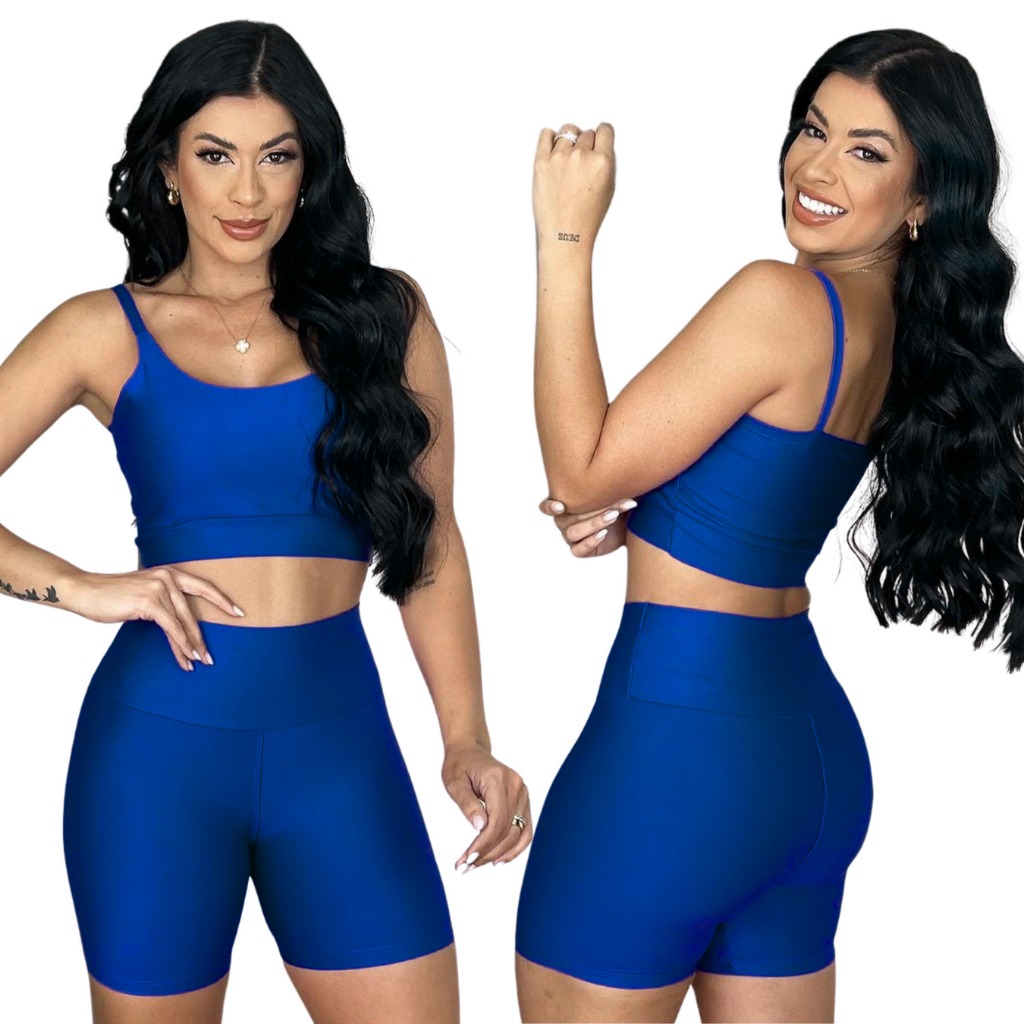 101 Conjunto Short Cintura Alta e Top Reforçado Zero Transparência Bojo Removível Suplex Power thumbnail