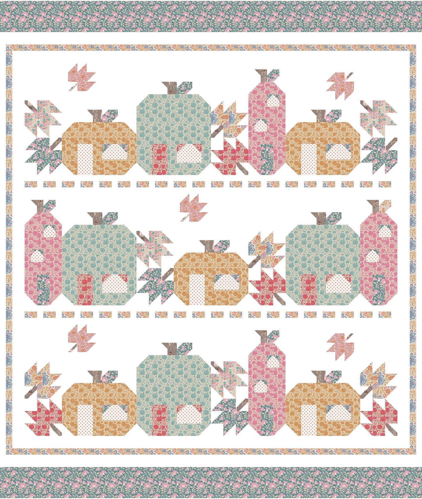 Good afternoon everyone! We are offering up an ode to pumpkins today.  Just take a look at some of the pretty fall quilt