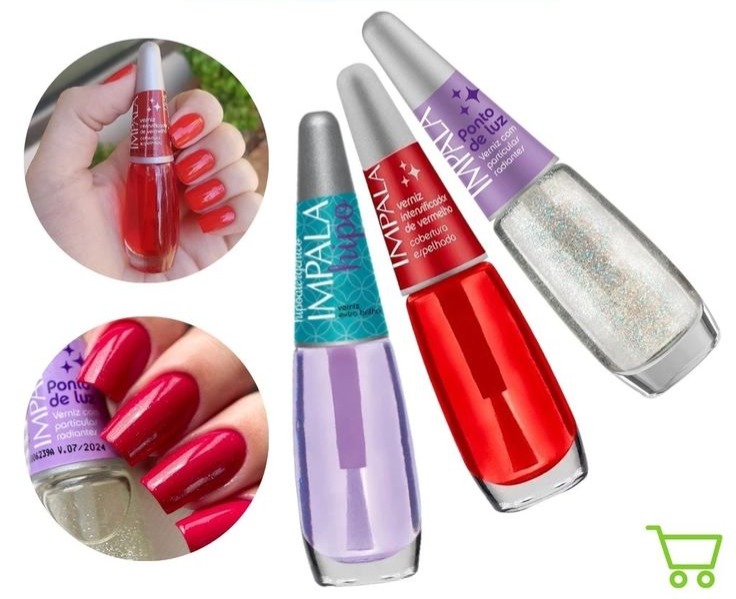 IMAPALA - Kit C/3 esmaltes Impala verniz intensificador vermelho e extra brilho thumbnail