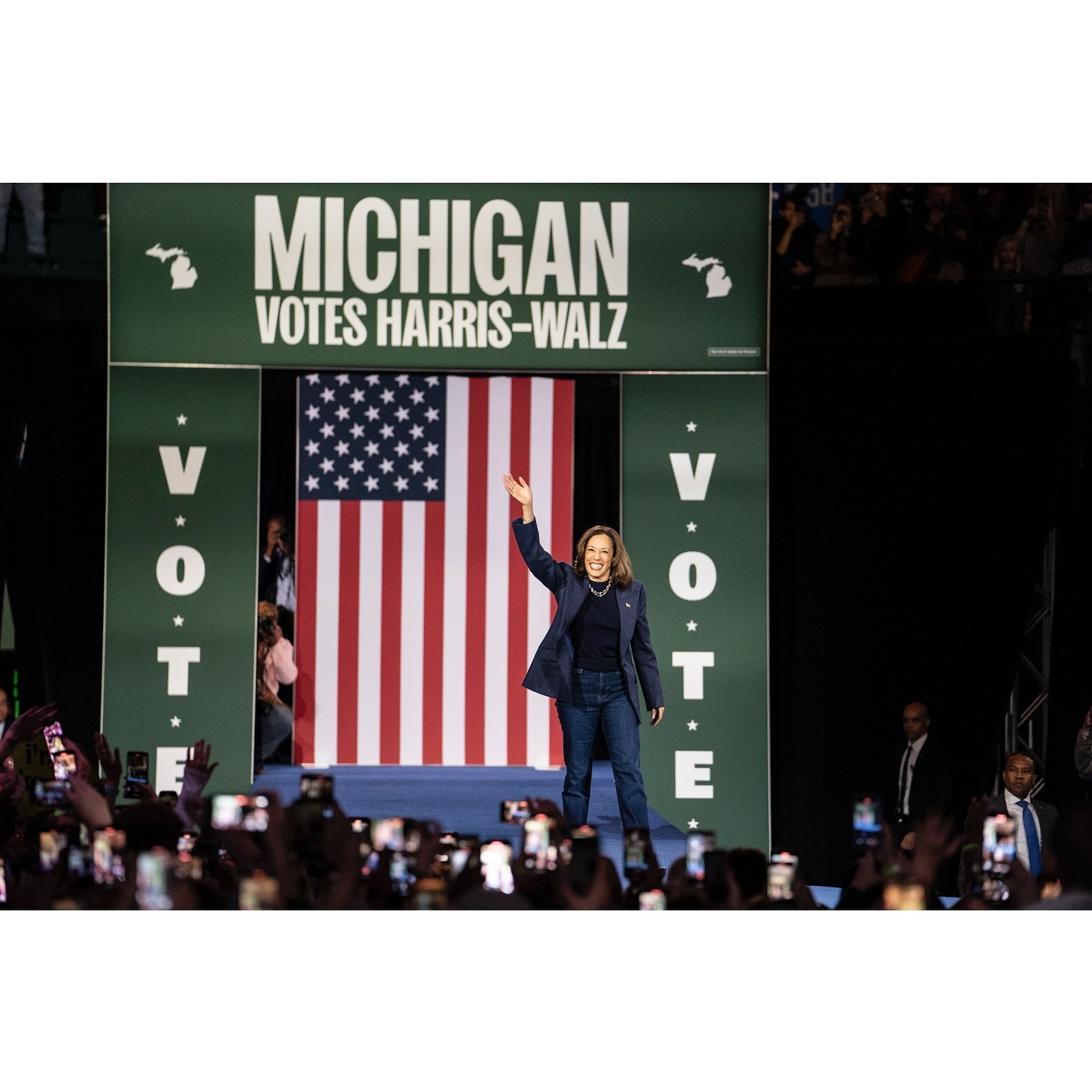 Vice President Kamala Harris speaks at a rally at Michigan State University last night. This was my last Harris event be
