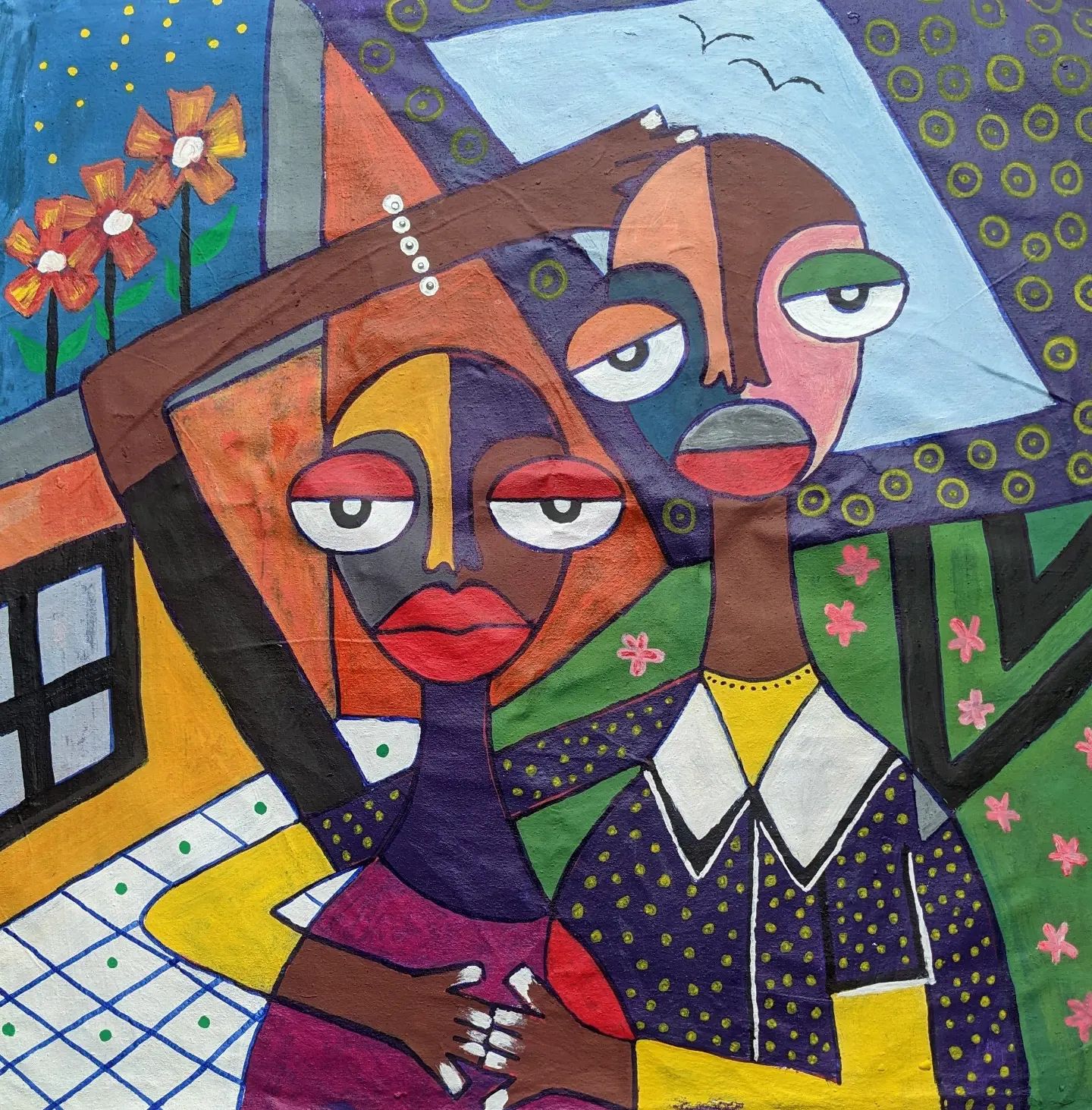 Sans Titre 
Peinture acrylique sur pagne 
61 cm x 64 cm
01/24
Artiste : @artbyhsamah
#hibasamah #instagram #colorfulart 