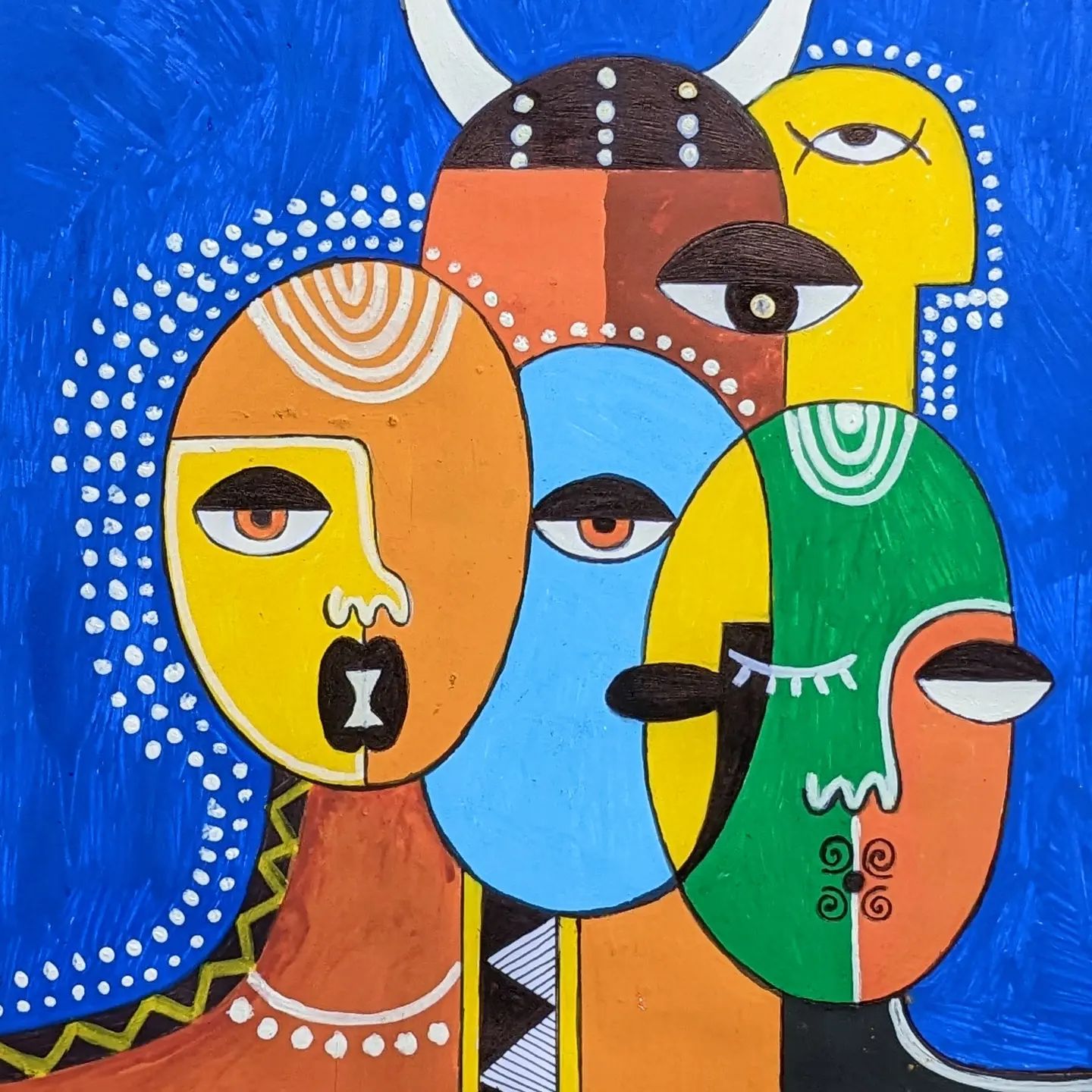 🔴 UNVAILABLE
"Union dans la diversité "
Acrylique, marqueur, pen sur papier 
Format A4 
04/24

#hibasamah #ethnicart