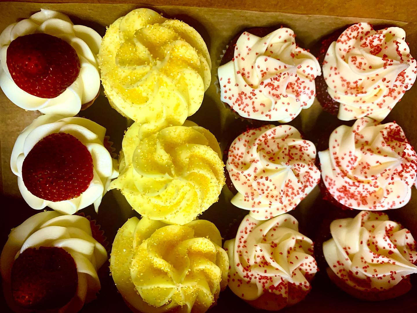 Strawberry, Lemon, & Red Velvet Mini Cupcakes #minicupcakes #cleverchefbakery