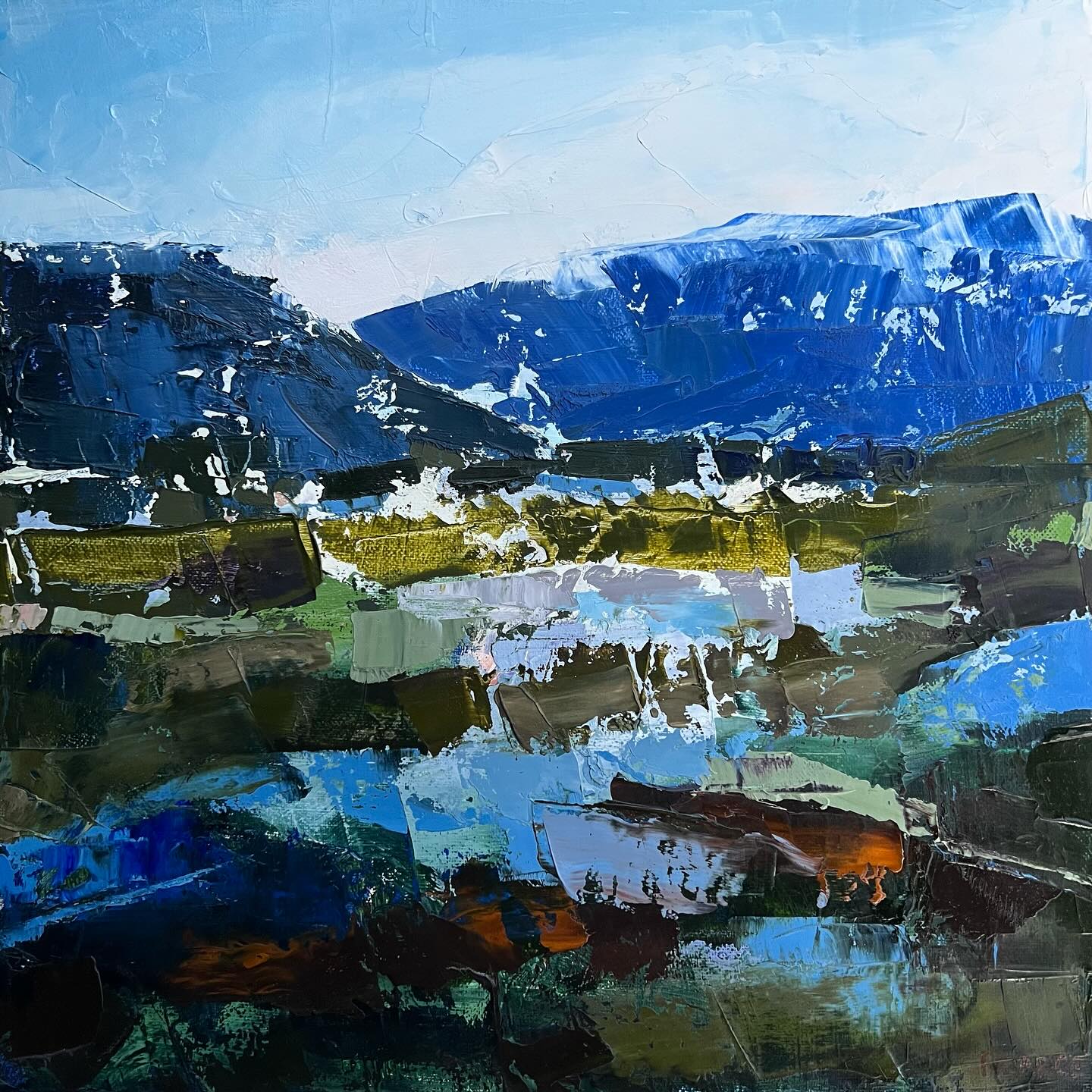 Blue Peak 30x30cms available at @theartistsroomgallery Dunedin. 

I have friends who tell me they have no more walls for